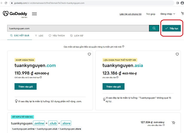 Hướng dẫn mua tên miền tại godaddy 2