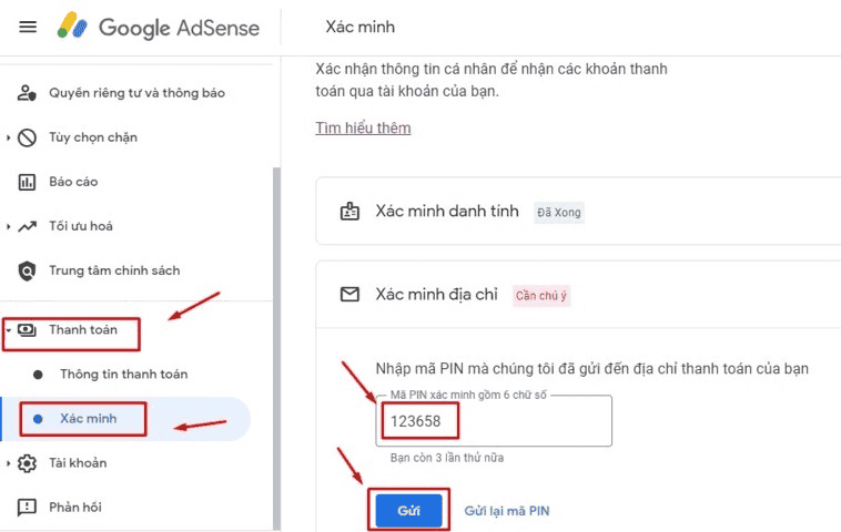 nhận pin google adsense ra sao hình 9