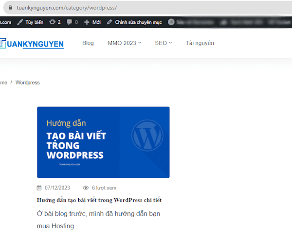 tạo bài viết trong wordpress bước 14