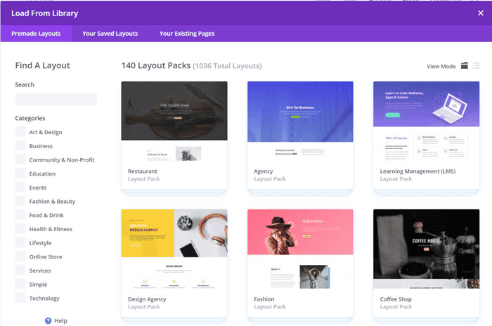 layout pack divi theme