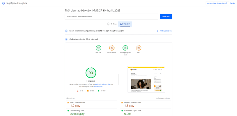 Kiểm tra tốc độ hosting Vietnix