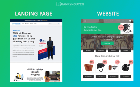 so sánh landing page và website