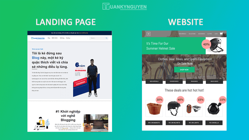 so sánh landing page và website