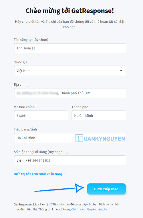 cách tạo tài khoản email getresponse 5