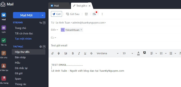 Gửi email miễn phí từ Zoho Mail