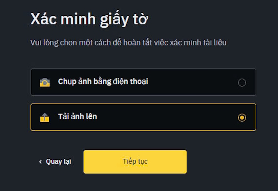 Xác minh danh tính KYC cho tài khoản Binance 2