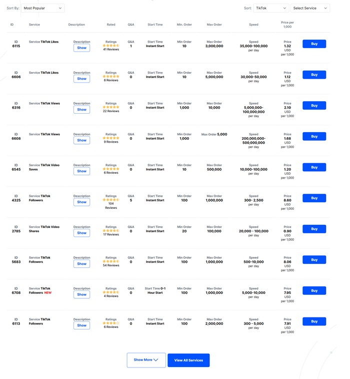 Bảng giá mua follow TikTok tại QQtube