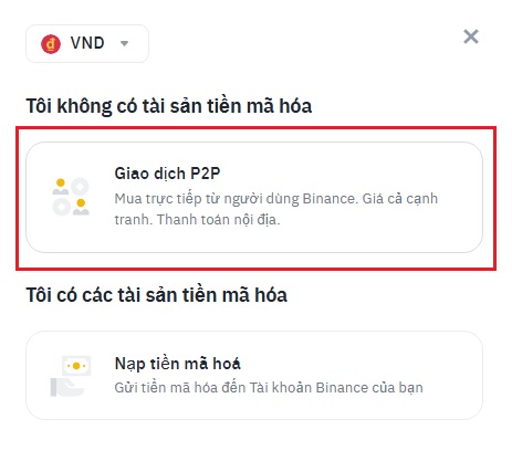 nạp tiền Binance qua giao dịch P2P