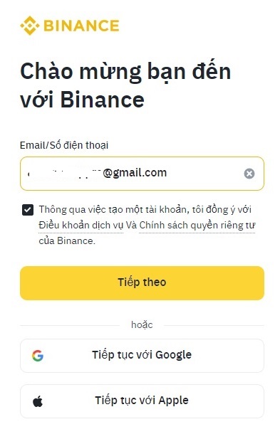 tạo tài khoản Binance