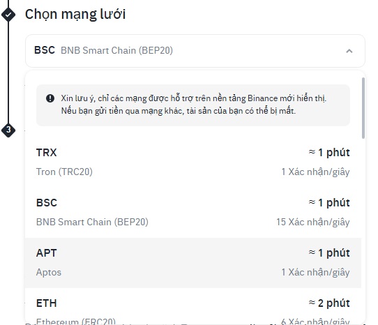 chọn mạng lưới coin