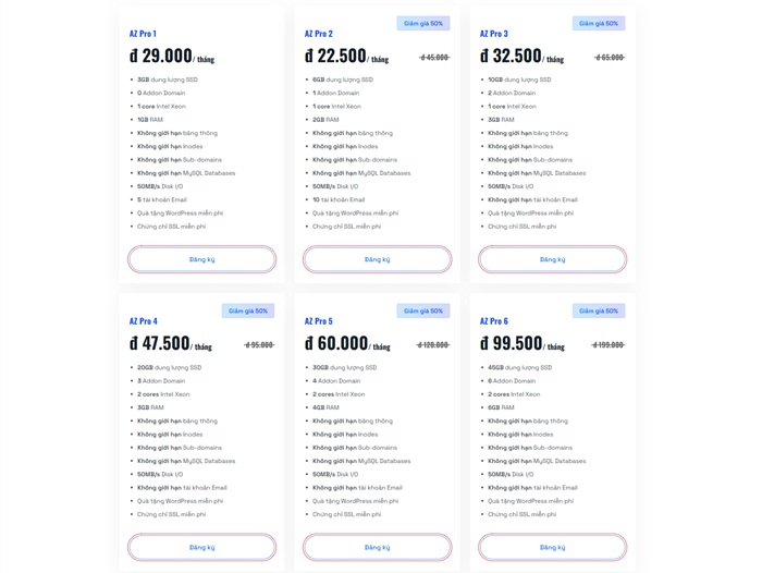 Bảng giá hosting giá rẻ cho sinh viên tại AZDIGI