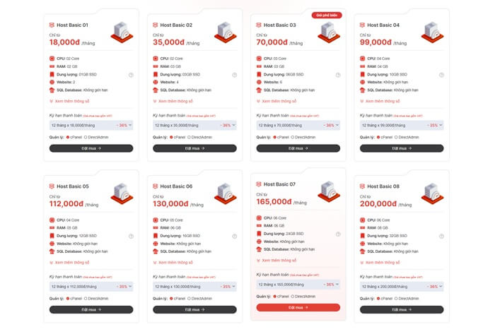 Bảng giá hosting giá rẻ cho sinh viên tại Zhost