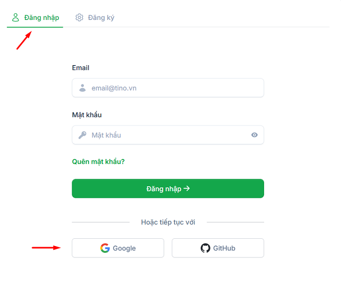 Form đăng nhập TinoHost