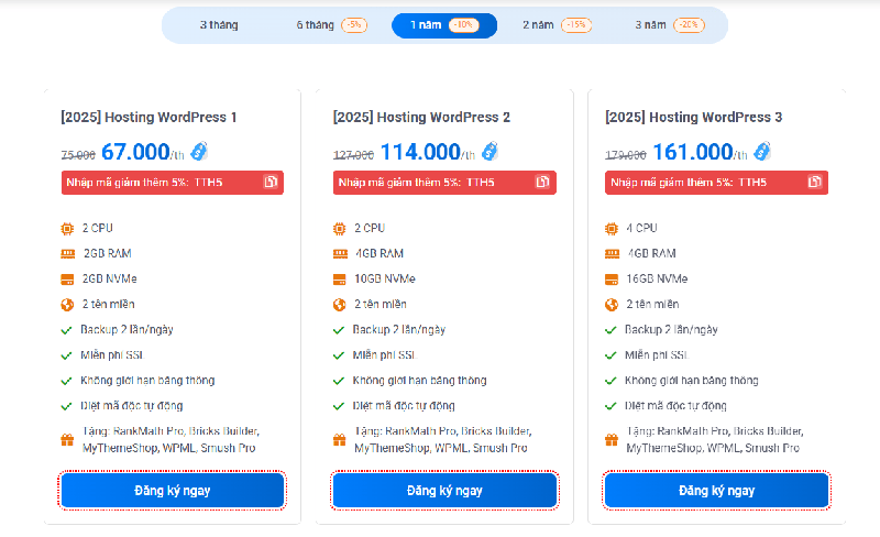 mua hosting WordPress tại Vietnix bước 2