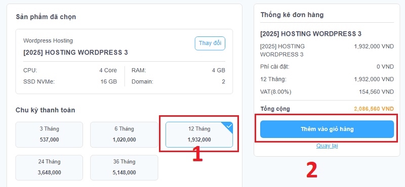 mua hosting WordPress tại Vietnix bước 4