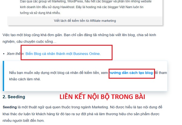 Liên hệ nội bộ cho SEO blog
