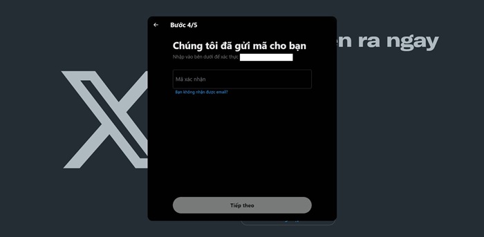 Tạo tài khoản X bước 5